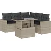 Image de vidaXL - 6-delige - Loungeset - met - kussens - poly - rattan - lichtgrijs