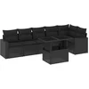 Image de vidaXL - 7-delige - Loungeset - met - kussens - poly - rattan - zwart