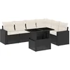 Image de vidaXL - 7-delige - Loungeset - met - kussens - poly - rattan - zwart