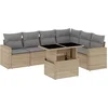 Image de vidaXL - 7-delige - Loungeset - met - kussens - poly - rattan - beige
