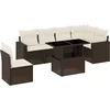 Image de vidaXL - 7-delige - Loungeset - met - kussens - poly - rattan - bruin