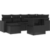 Image de vidaXL - 7-delige - Loungeset - met - kussens - poly - rattan - zwart
