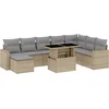 Image de vidaXL - 9-delige - Loungeset - met - kussens - poly - rattan - beige