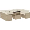 Image de vidaXL - 10-delige - Loungeset - met - kussens - poly - rattan - beige