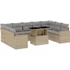 Image de vidaXL - 10-delige - Loungeset - met - kussens - poly - rattan - beige