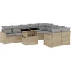 Image de vidaXL - 10-delige - Loungeset - met - kussens - poly - rattan - beige
