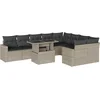 Image de vidaXL - 10-delige - Loungeset - met - kussens - poly - rattan - lichtgrijs