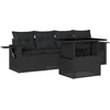 Image de vidaXL - 5-delige - Loungeset - met - kussens - poly - rattan - zwart