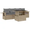 Image de vidaXL - 5-delige - Loungeset - met - kussens - poly - rattan - beige