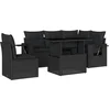 Image de vidaXL - 6-delige - Loungeset - met - kussens - poly - rattan - zwart
