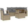 Image de vidaXL - 6-delige - Loungeset - met - kussens - poly - rattan - beige