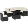 Image de vidaXL - 7-delige - Loungeset - met - kussens - poly - rattan - zwart