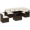 Image de vidaXL - 7-delige - Loungeset - met - kussens - poly - rattan - bruin