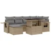 Image de vidaXL - 7-delige - Loungeset - met - kussens - poly - rattan - beige