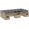 Image de vidaXL - 11-delige - Tuinset - met - kussens - poly - rattan - beige