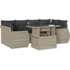 Image de vidaXL - 7-delige - Loungeset - met - kussens - poly - rattan - lichtgrijs