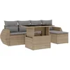 Image de vidaXL - 6-delige - Loungeset - met - kussens - poly - rattan - beige