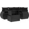 Image de vidaXL - 5-delige - Loungeset - met - kussens - poly - rattan - zwart