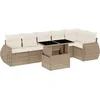 Image de vidaXL - 7-delige - Loungeset - met - kussens - poly - rattan - beige