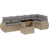 Image de vidaXL - 7-delige - Loungeset - met - kussens - poly - rattan - beige