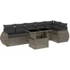 Image de vidaXL - 7-delige - Loungeset - met - kussens - poly - rattan - grijs