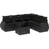 Image de vidaXL - 7-delige - Loungeset - met - kussens - poly - rattan - zwart