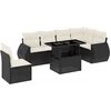 Image de vidaXL - 7-delige - Loungeset - met - kussens - poly - rattan - zwart