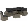 Image de vidaXL - 7-delige - Loungeset - met - kussens - poly - rattan - grijs