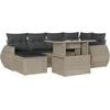 Image de vidaXL - 7-delige - Loungeset - met - kussens - poly - rattan - lichtgrijs