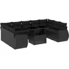 Image de vidaXL - 10-delige - Loungeset - met - kussens - poly - rattan - zwart