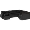 Image de vidaXL - 10-delige - Loungeset - met - kussens - poly - rattan - zwart