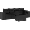 Image de vidaXL - 5-delige - Loungeset - met - kussens - poly - rattan - zwart