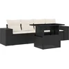 Image de vidaXL - 5-delige - Loungeset - met - kussens - poly - rattan - zwart