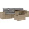 Image de vidaXL - 5-delige - Loungeset - met - kussens - poly - rattan - beige