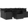 Image de vidaXL - 7-delige - Loungeset - met - kussens - poly - rattan - zwart