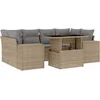 Image de vidaXL - 7-delige - Loungeset - met - kussens - poly - rattan - beige
