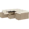 Image de vidaXL - 9-delige - Loungeset - met - kussens - poly - rattan - beige