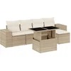 Image de vidaXL - 6-delige - Loungeset - met - kussens - poly - rattan - beige