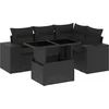 Image de vidaXL - 5-delige - Loungeset - met - kussens - poly - rattan - zwart
