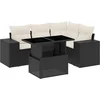 Image de vidaXL - 5-delige - Loungeset - met - kussens - poly - rattan - zwart