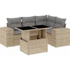 Image de vidaXL - 5-delige - Loungeset - met - kussens - poly - rattan - beige
