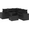 Image de vidaXL - 6-delige - Loungeset - met - kussens - poly - rattan - zwart
