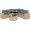 Image de vidaXL - 7-delige - Loungeset - met - kussens - poly - rattan - beige