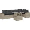 Image de vidaXL - 7-delige - Loungeset - met - kussens - poly - rattan - lichtgrijs