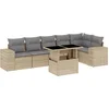 Image de vidaXL - 7-delige - Loungeset - met - kussens - poly - rattan - beige