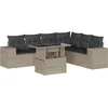 Image de vidaXL - 7-delige - Loungeset - met - kussens - poly - rattan - lichtgrijs