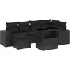 Image de vidaXL - 7-delige - Loungeset - met - kussens - poly - rattan - zwart