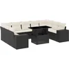 Image de vidaXL - 10-delige - Loungeset - met - kussens - poly - rattan - zwart