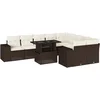 Image de vidaXL - 10-delige - Loungeset - met - kussens - poly - rattan - bruin