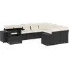 Image de vidaXL - 10-delige - Loungeset - met - kussens - poly - rattan - zwart